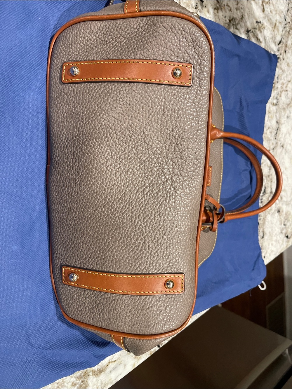Dooney & Bourke Tall Domed Pebbled Leather Satchel in Elephant with wallet - Picture 4 of 16